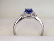 Natural Blue Sapphire Engagement Ring | Art Deco Sapphire and Diamond Design | Verlobungsring -