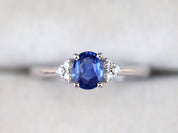 Natural Blue Sapphire Engagement Ring | Art Deco Sapphire and Diamond Design | Verlobungsring -