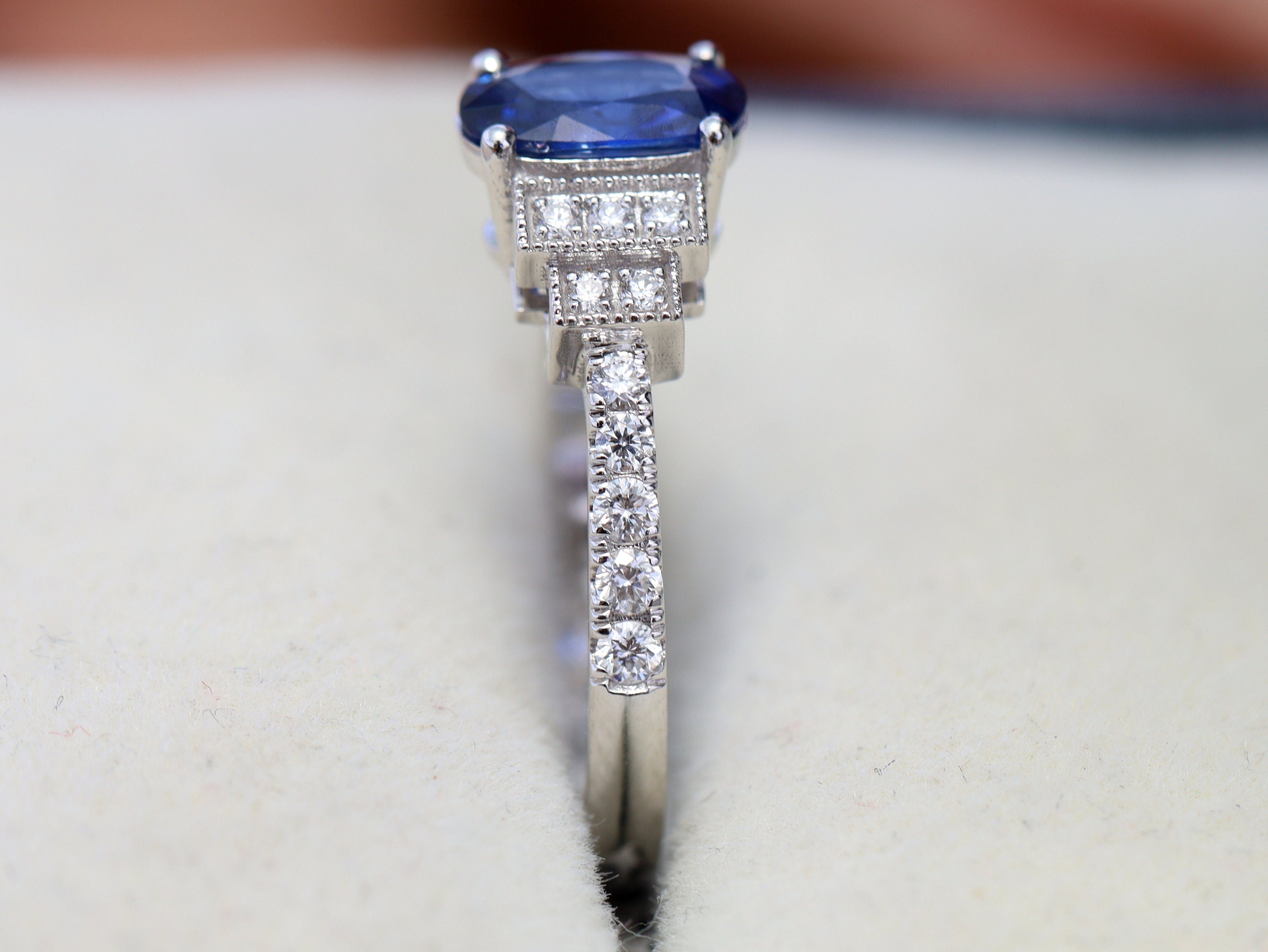 Art Deco Sapphire Engagement Ring | Blue Sapphire Antique Engagement Ring | Sapphire Verlobungsring -