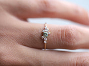 Green Sapphire Cluster Engagement Ring | Sapphire & Diamond Cluster Ring | Birthstone Engagement Ring -