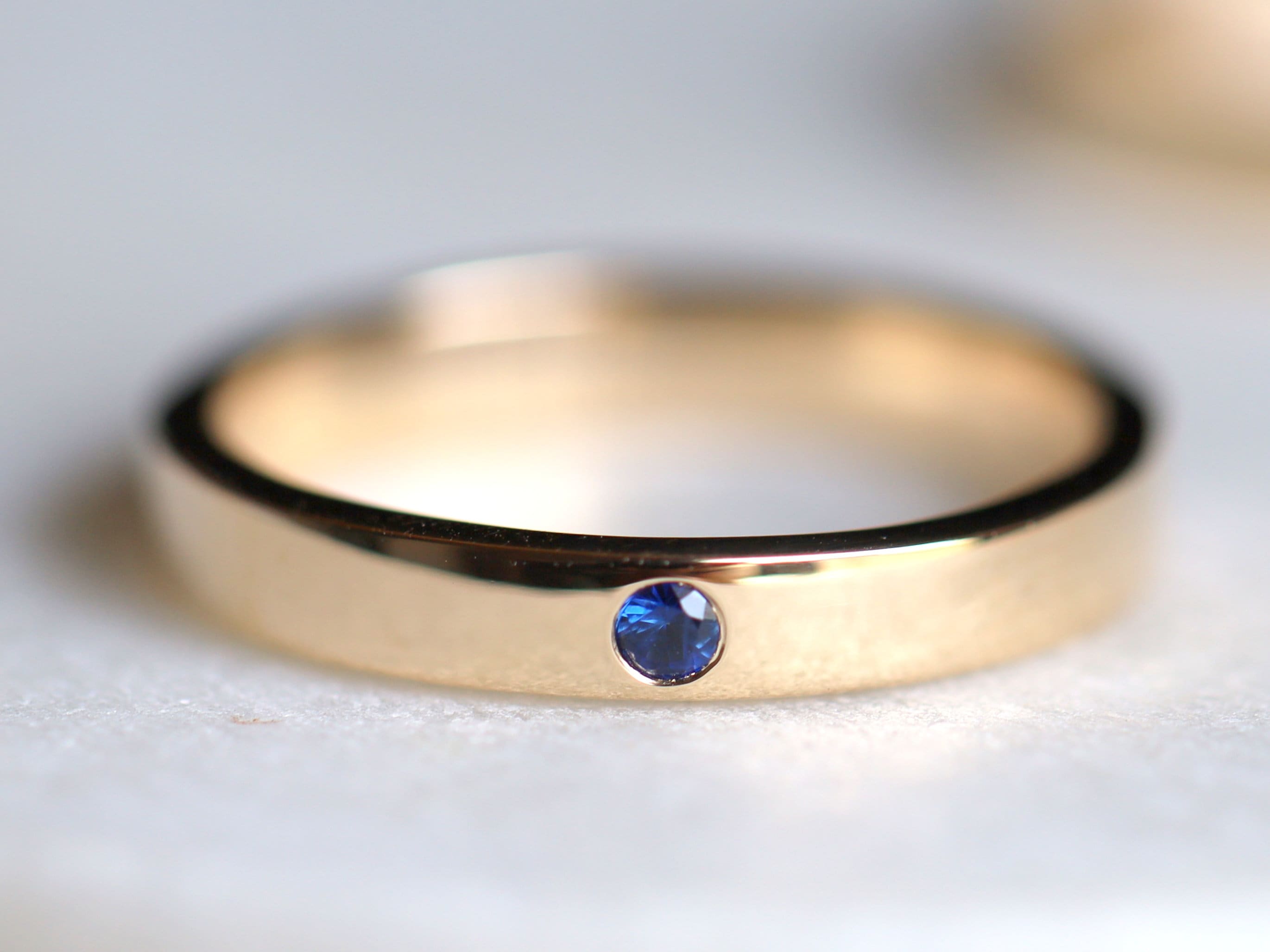 Blue Sapphire Wedding Band | 3mm Sapphire Band | Sapphire Wedding Ring -