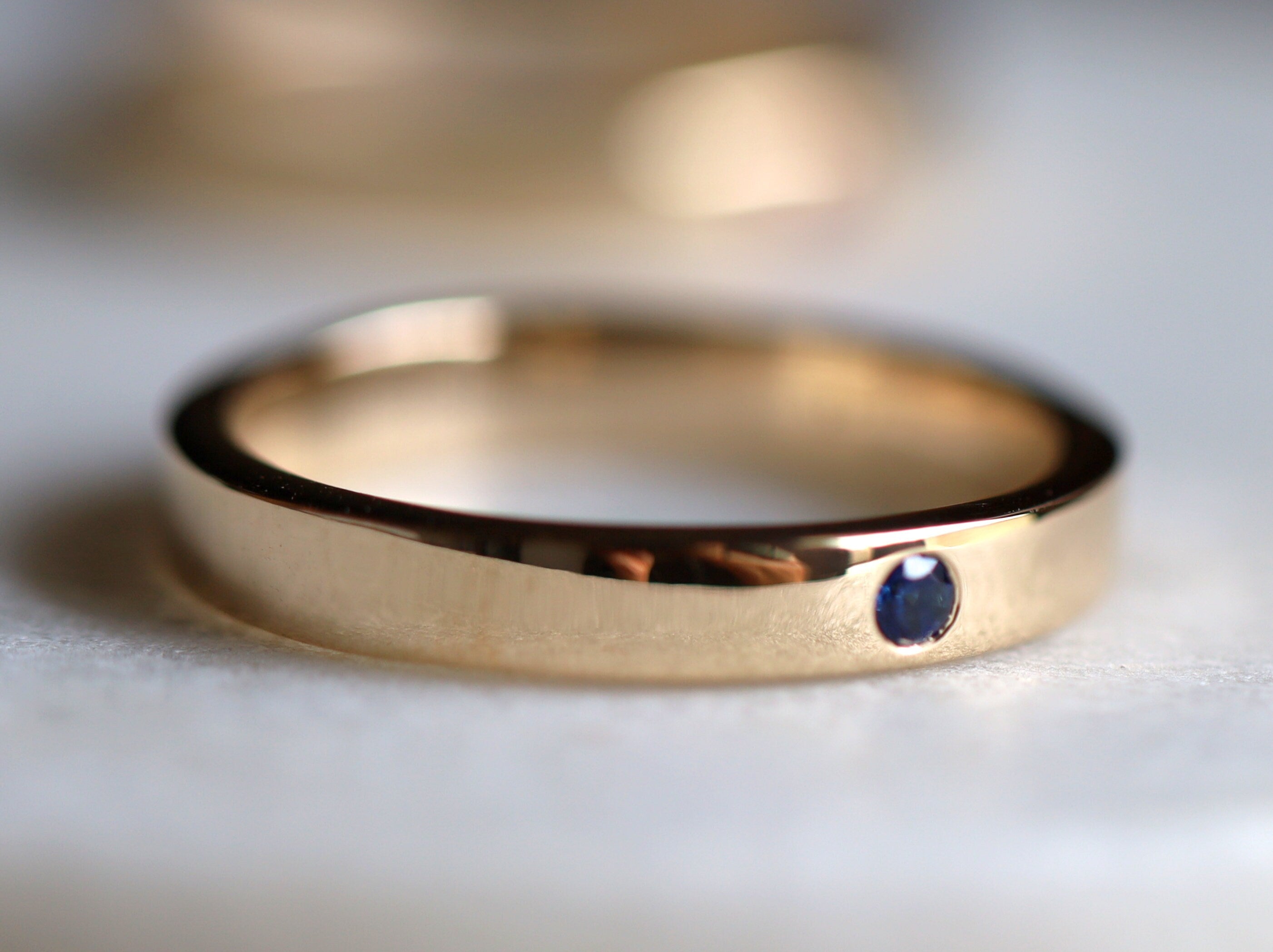Blue Sapphire Wedding Band | 3mm Sapphire Band | Sapphire Wedding Ring -