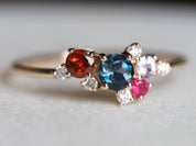 London Blue Topaz Cluster Engagement Ring | Blue Topaz and Diamond Sapphire Ring -