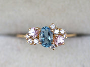 Aquamarine Engagement Ring | Cluster & Diamond Ring -
