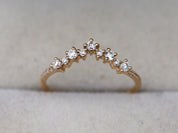 Diamond Cluster Ring | Curved Wedding Band | Stacking Diamond Ring | Elegant Diamond Wedding Band -