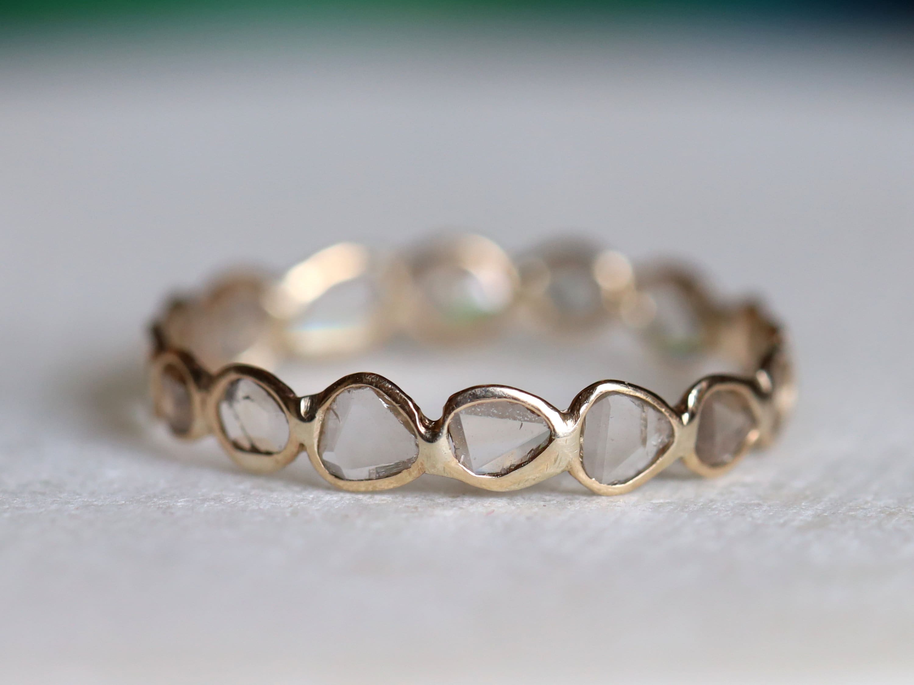 Diamond Wedding Band | Polki Ring | Sliced Diamond Eternity Wedding Band | Unique Polki Eternity Ring -