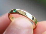 Emerald Wedding Band | 3mm Simple Emerald Ring | Dainty Emerald Stacking Ring for Women -
