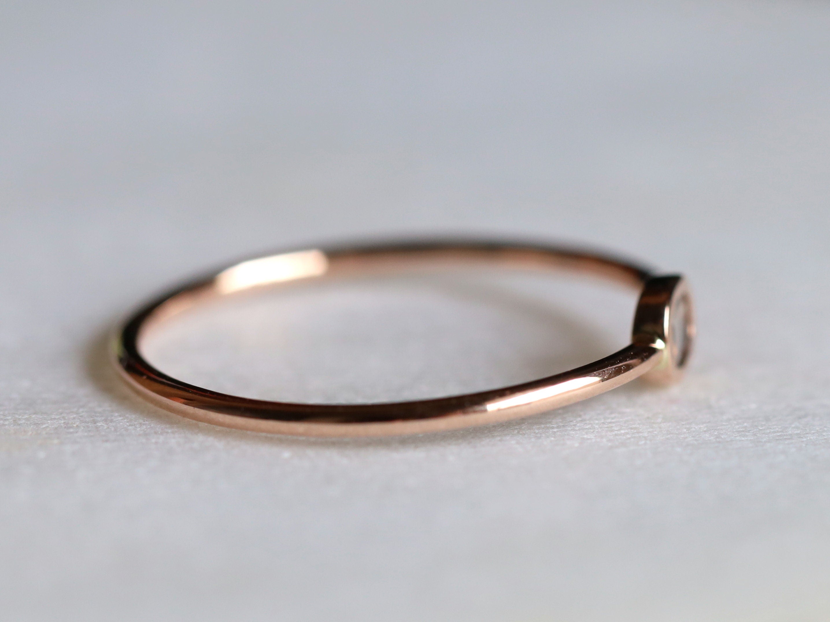 Rose Cut Diamond Stacking Ring | Polki Slice Diamond Ring | Dainty Diamond Stacking Ring -
