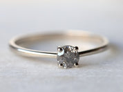 Gray Diamond Stacking Ring | Salt & Pepper Diamond Ring | Minimalist Gray Diamond Jewelry -