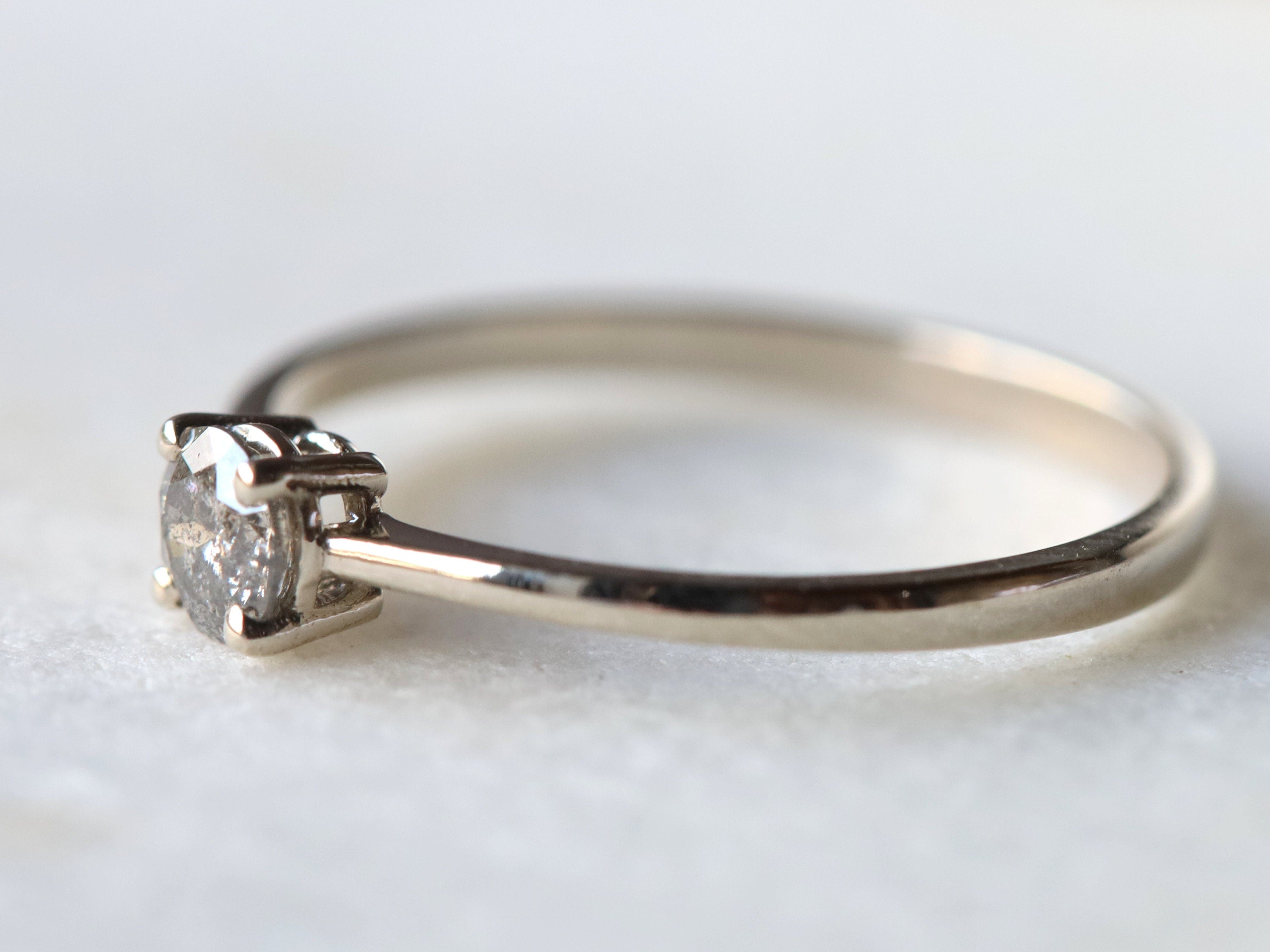 Gray Diamond Stacking Ring | Salt & Pepper Diamond Ring | Minimalist Gray Diamond Jewelry -