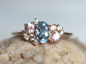 Aquamarine Engagement Ring | Cluster & Diamond Ring -