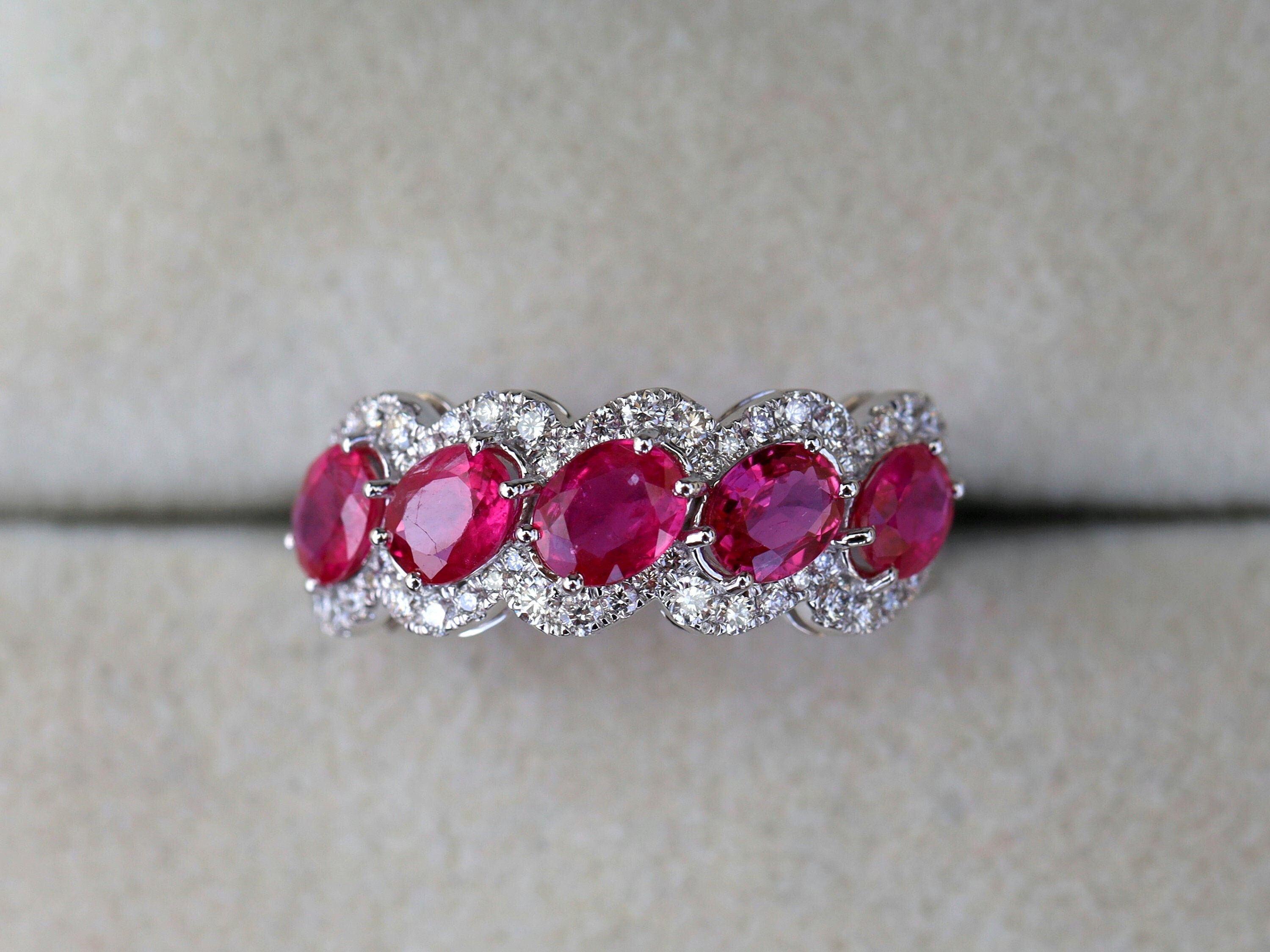 2 Carat Ruby Wedding & Engagement Ring | Ruby & Diamond Anniversary Gift Ring -