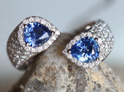 Blue Sapphire & Diamond Pave Snake Ring | Adjustable Sapphire Engagement Ring -