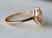 Rainbow Moonstone & Diamond Engagement Ring | Pear Cut Moonstone Ring | Anniversary Gift -