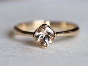 Morganite Cushion Ring | 9k & 14k Gold Morganite Engagement Ring | Stacking Ring -