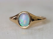 Australian Opal Signet Ring | Fire Opal Gold Signet Ring | Father’s Day Gift -
