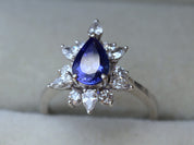 Natural Tanzanite Pear Cut Engagement Ring | Art Deco Wedding Ring | Anniversary Gift -
