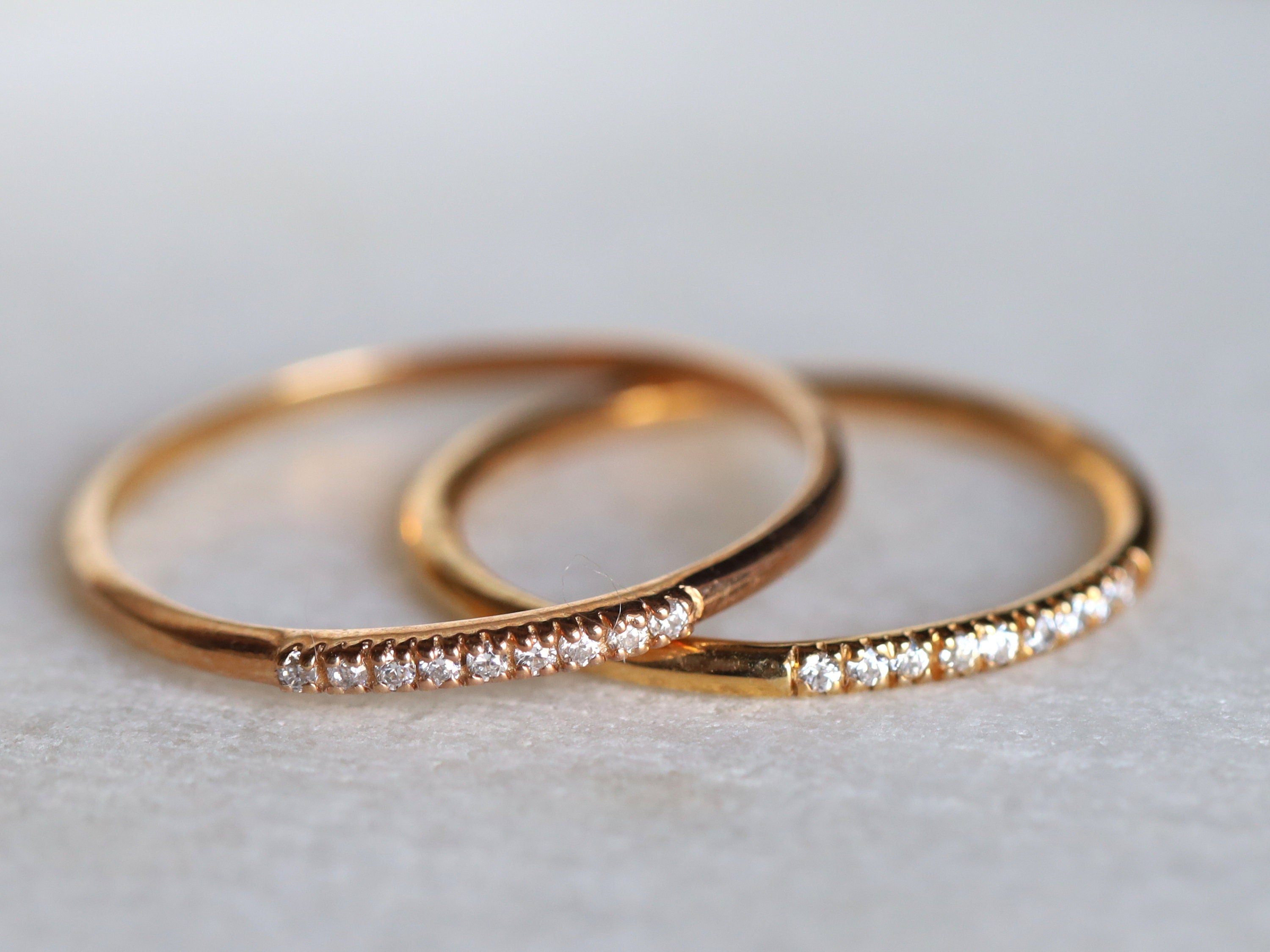 Diamond Wedding Band | Thin Stacking Ring | Half Eternity Diamond Ring | Wedding Band -