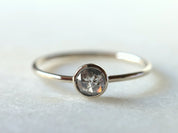 Gray Diamond Stacking Ring | Rose Cut Diamond Ring | Dainty Salt & Pepper Ring -