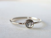 Gray Diamond Stacking Ring | Rose Cut Diamond Ring | Dainty Salt & Pepper Ring -