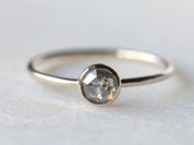 Gray Diamond Stacking Ring | Rose Cut Diamond Ring | Dainty Salt & Pepper Ring -