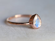 Pear Cut AAA Rainbow Moonstone Ring | Moonstone Engagement Ring | Anniversary Gift -