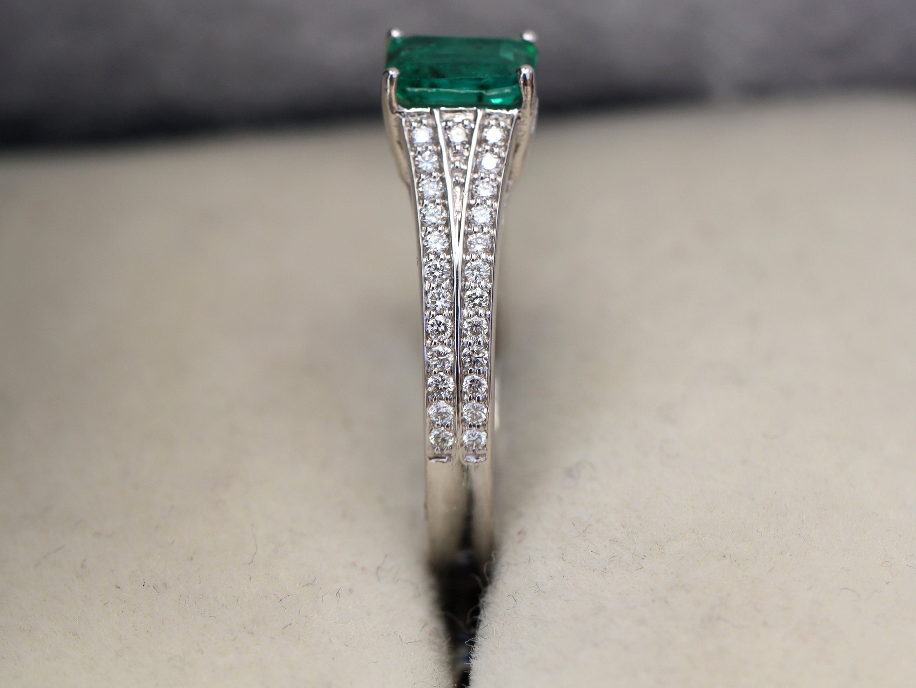 Green Emerald Engagement Ring | Vintage Emerald Cut Ring | Natural Green Emerald Ring -