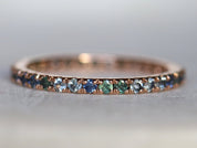 Alexandrite & Aquamarine Full Eternity Ring | Blue Sapphire Wedding Band -