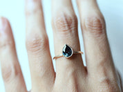 London Blue Topaz Solitaire Engagement Ring | Pear Cut Bezel Set Topaz | December Birthstone -