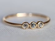 Grey Diamond Ring | Salt & Pepper Stacking Ring | Dainty Minimalist Bezel Design -