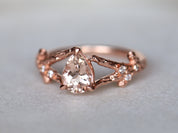 Morganite Engagement Ring | Rose Gold Pear Cut Morganite Ring | March Birthstone Ring -