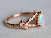 Vintage Opal Engagement Ring | Fire Opal Bridal Ring | Unique Wedding Anniversary Gift -