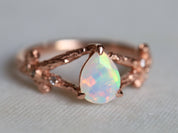 Vintage Opal Engagement Ring | Fire Opal Bridal Ring | Unique Wedding Anniversary Gift -