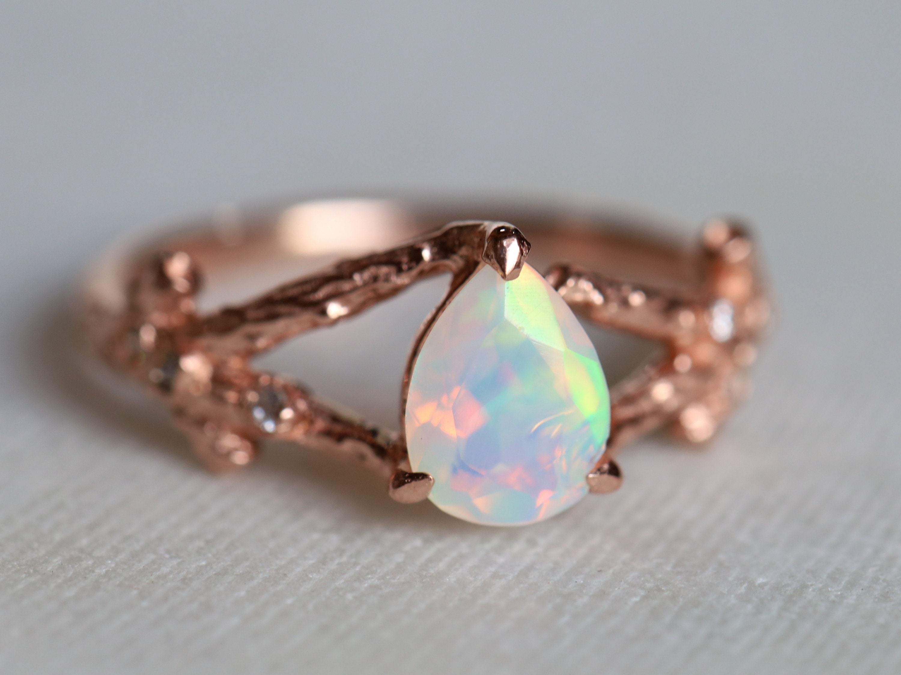 Vintage Opal Engagement Ring | Fire Opal Bridal Ring | Unique Wedding Anniversary Gift -