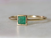 Emerald Stacking Ring | Square Emerald Ring | Dainty Promise Ring -