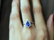 Natural Tanzanite Pear Cut Engagement Ring | Art Deco Wedding Ring | Anniversary Gift -