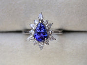 Natural Tanzanite Pear Cut Engagement Ring | Art Deco Wedding Ring | Anniversary Gift -