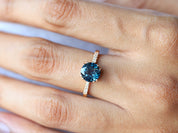 London Blue Topaz Ring | Solitaire Engagement Ring | 2 Carat Topaz Wedding Ring -