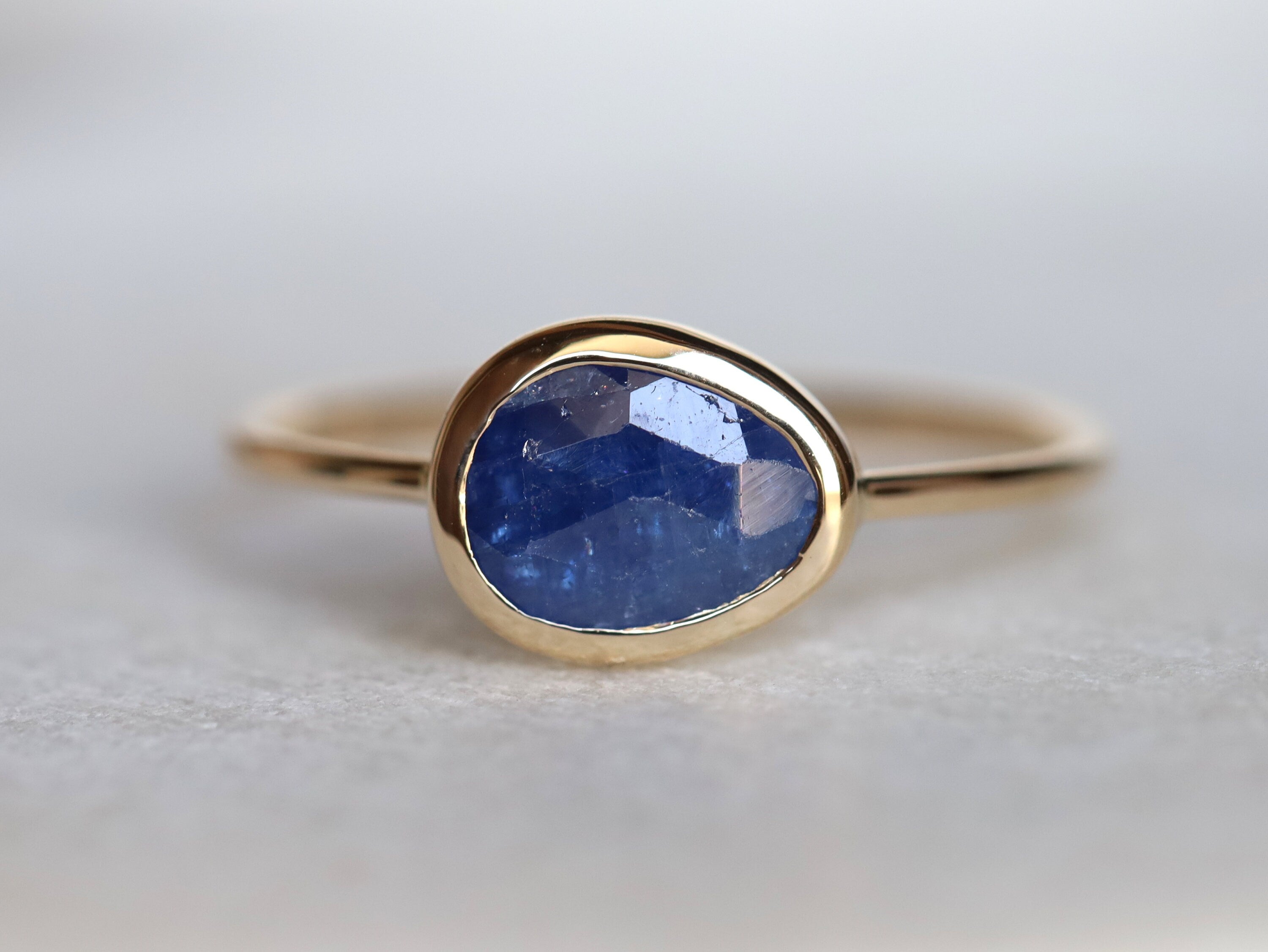 Blue Sapphire Ring | Rose Cut Sapphire Stacking Ring | Dainty Sapphire Gift -