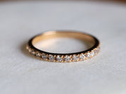 Diamond Wedding Ring | Thin Diamond Stacking Ring | 2mm Half Eternity Wedding Band -