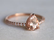 Morganite Engagement Ring | Pear Cut Twig Rose Gold | March Birthstone | Peach Morganite -