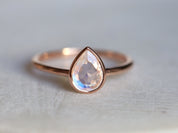 Pear Cut AAA Rainbow Moonstone Ring | Moonstone Engagement Ring | Anniversary Gift -