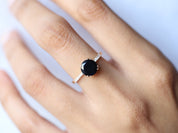 2ct Black Diamond Engagement Ring | Solitaire Round Cut Diamond Ring | Anniversary Gift -