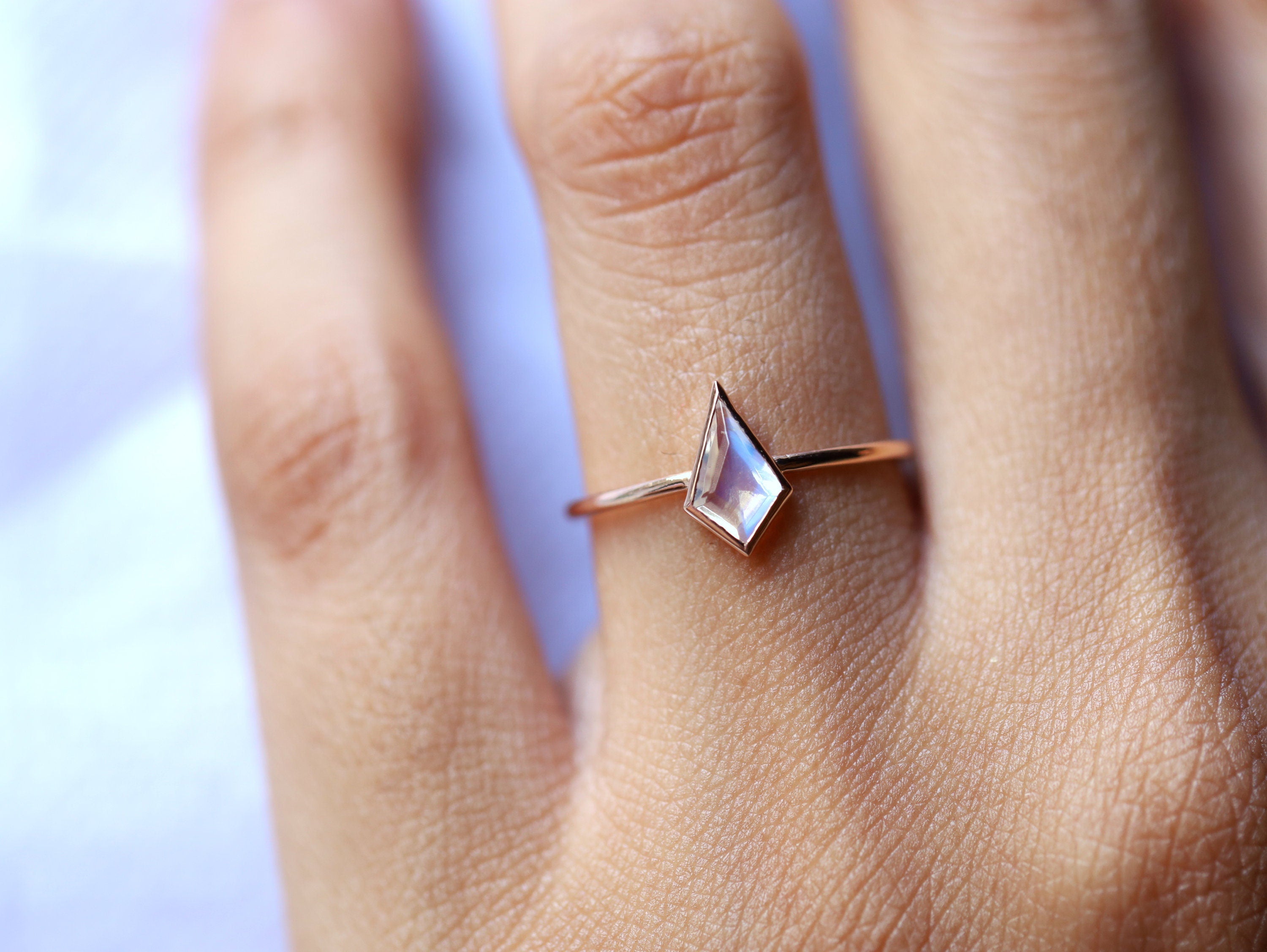 Kite Rainbow Moonstone Engagement Ring | Anniversary Gift for Her -