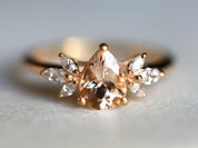 Morganite Engagement Ring | Pear Cut Twig Rose Gold Engagement Ring | March Birthstone -