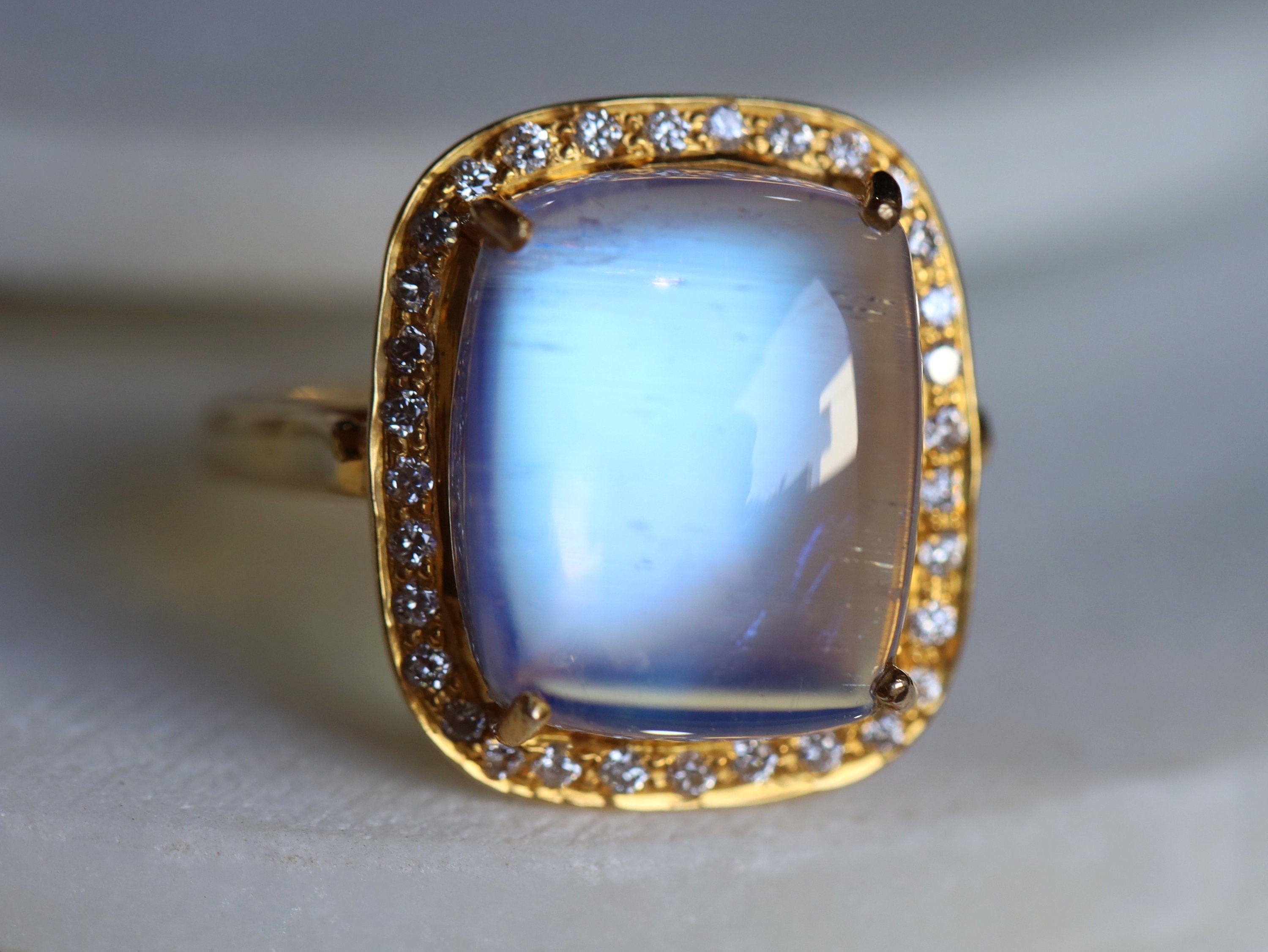 Moonstone Engagement Ring | 10 Carat Vintage Statement Ring | Anniversary Gift for Her -