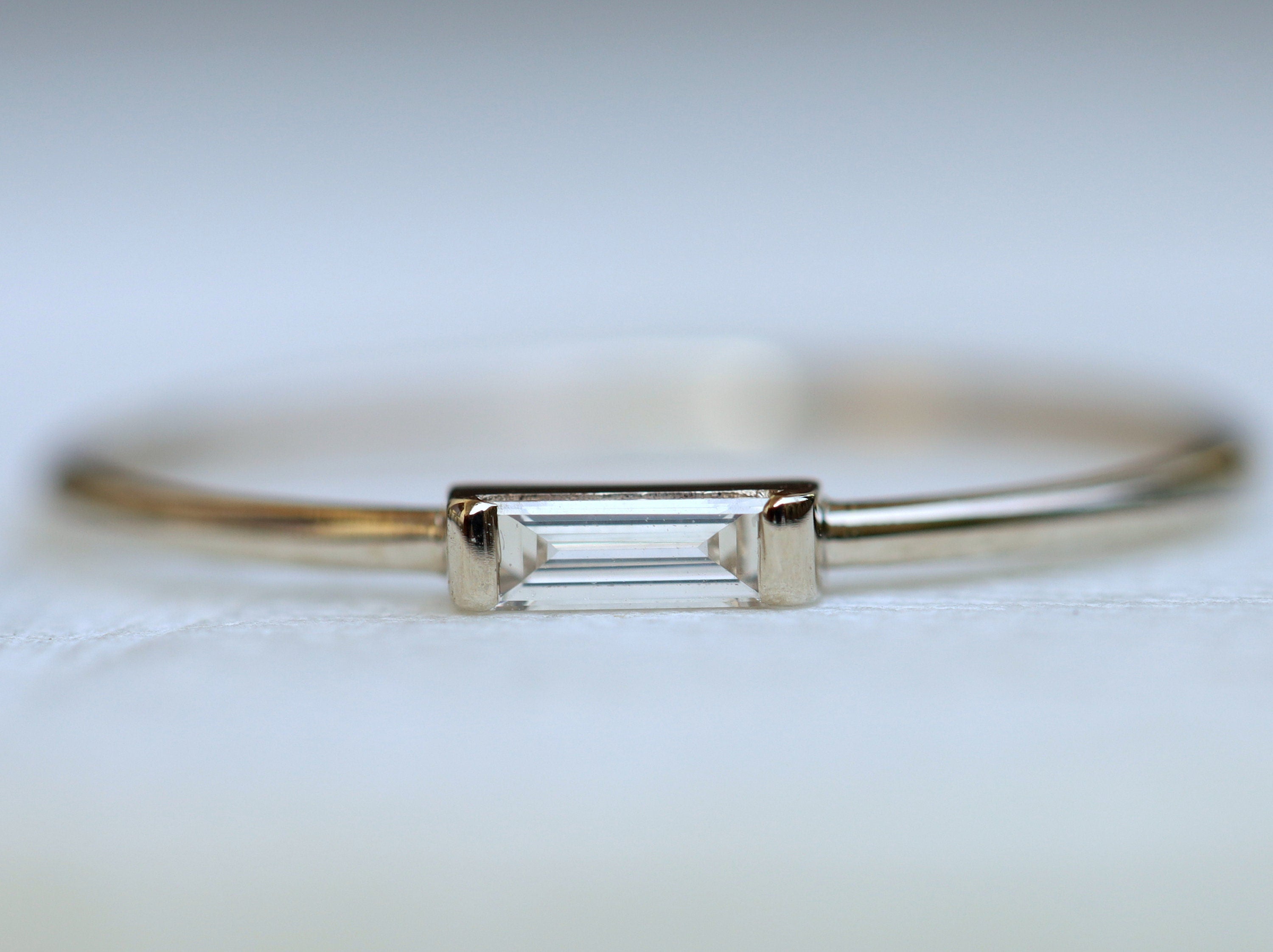 Diamond Stacking Ring | Baguette Diamond Ring | Minimalist Dainty Diamond Stacking Ring -
