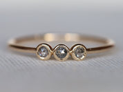 Grey Diamond Ring | Salt & Pepper Stacking Ring | Dainty Minimalist Bezel Design -