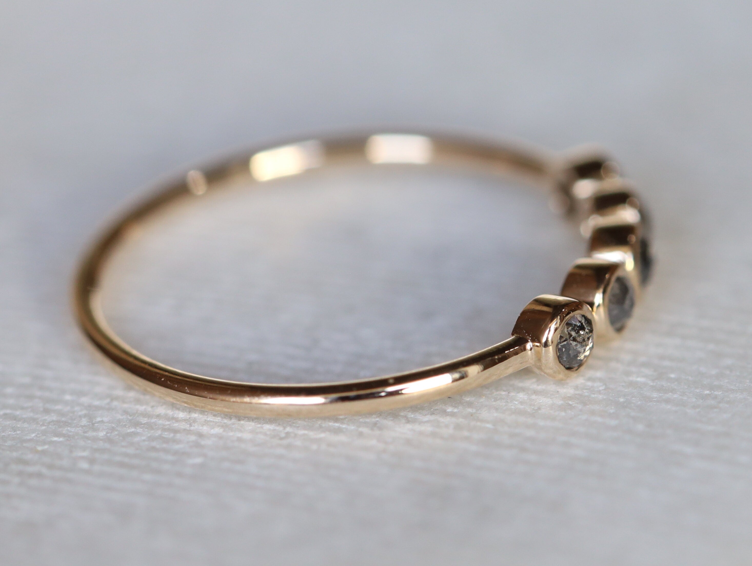 Gray Diamond Ring | Salt and Pepper | Bezel Set Wedding Ring | Minimal Diamond -