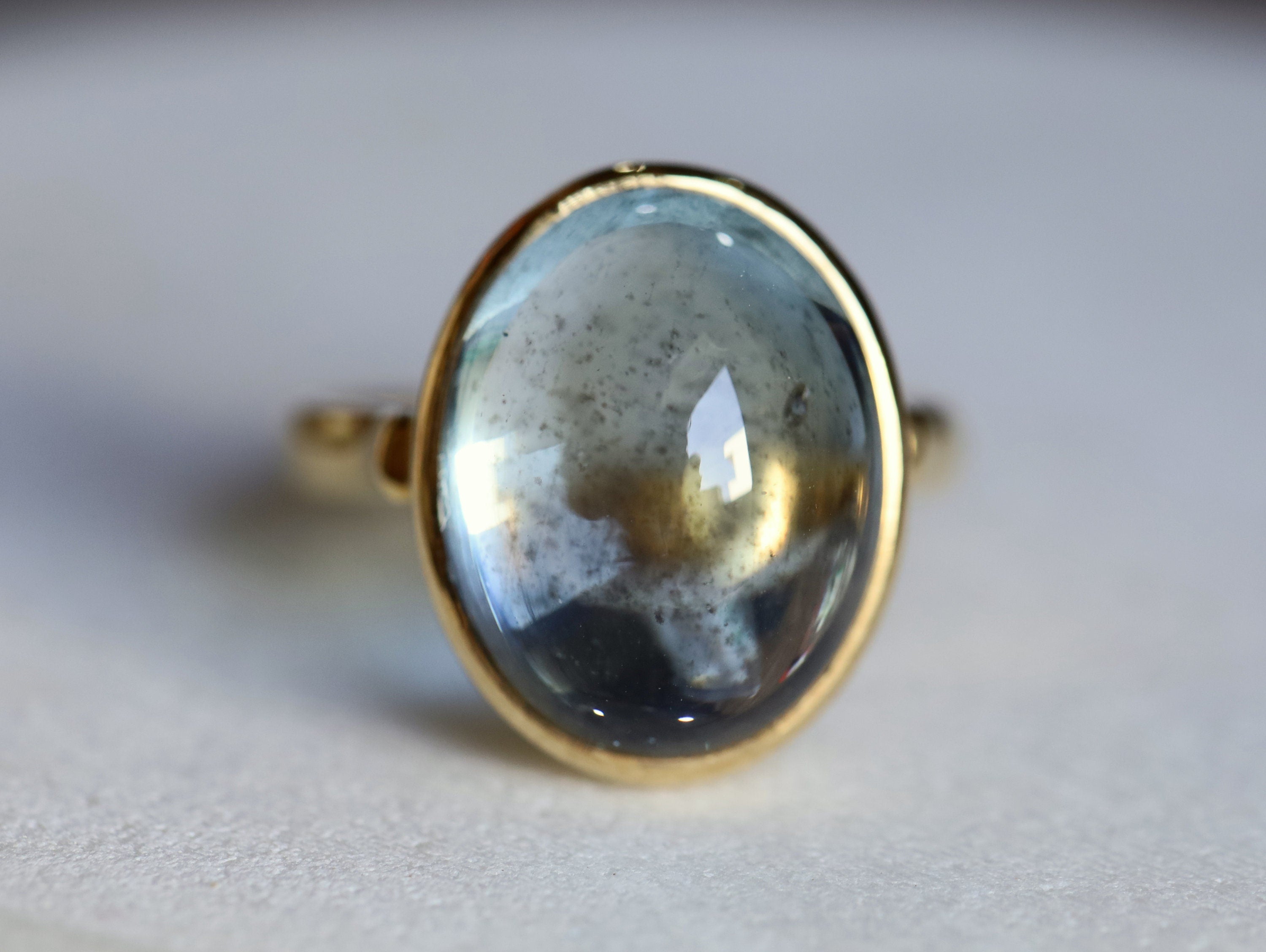 Aquamarine Engagement Ring | 15ct Aquamarine Statement Ring | March Birthstone Bezel Set -